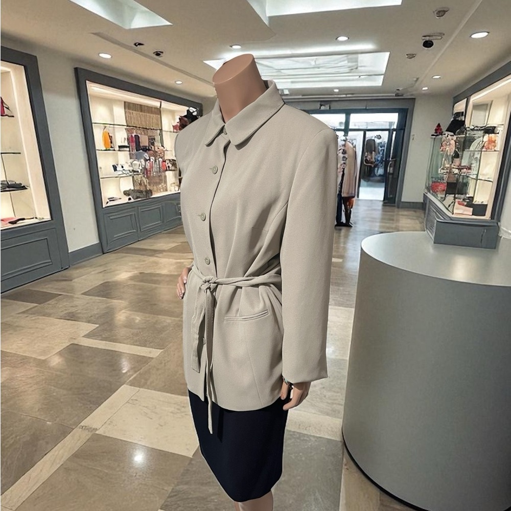 Karen Scott Light Gray Apparel Dress Coat that Ties in Front. Sophisticated. ☑️ - Picture 4 of 12